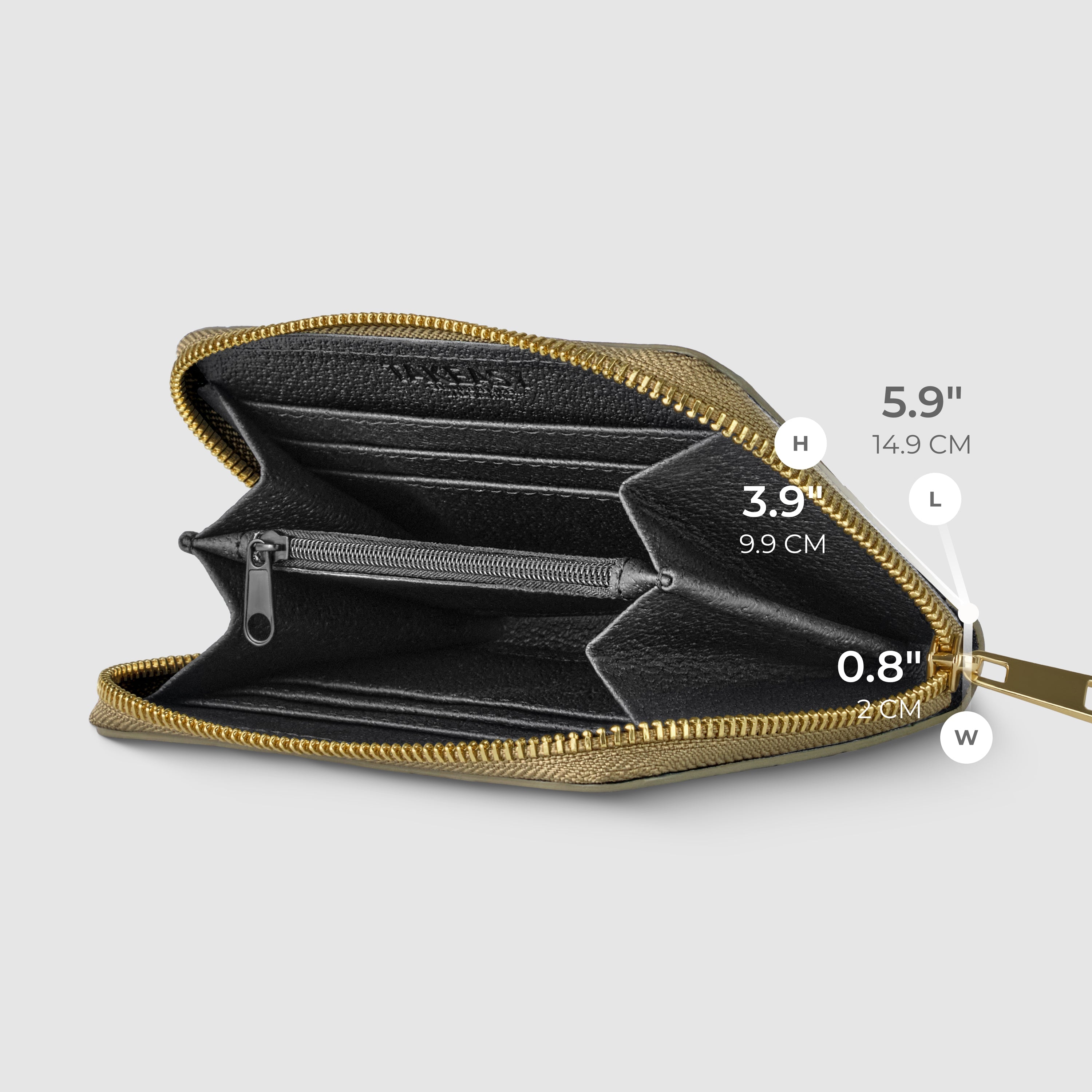 Pesaro Italian Metallic Suede Zip Wallet