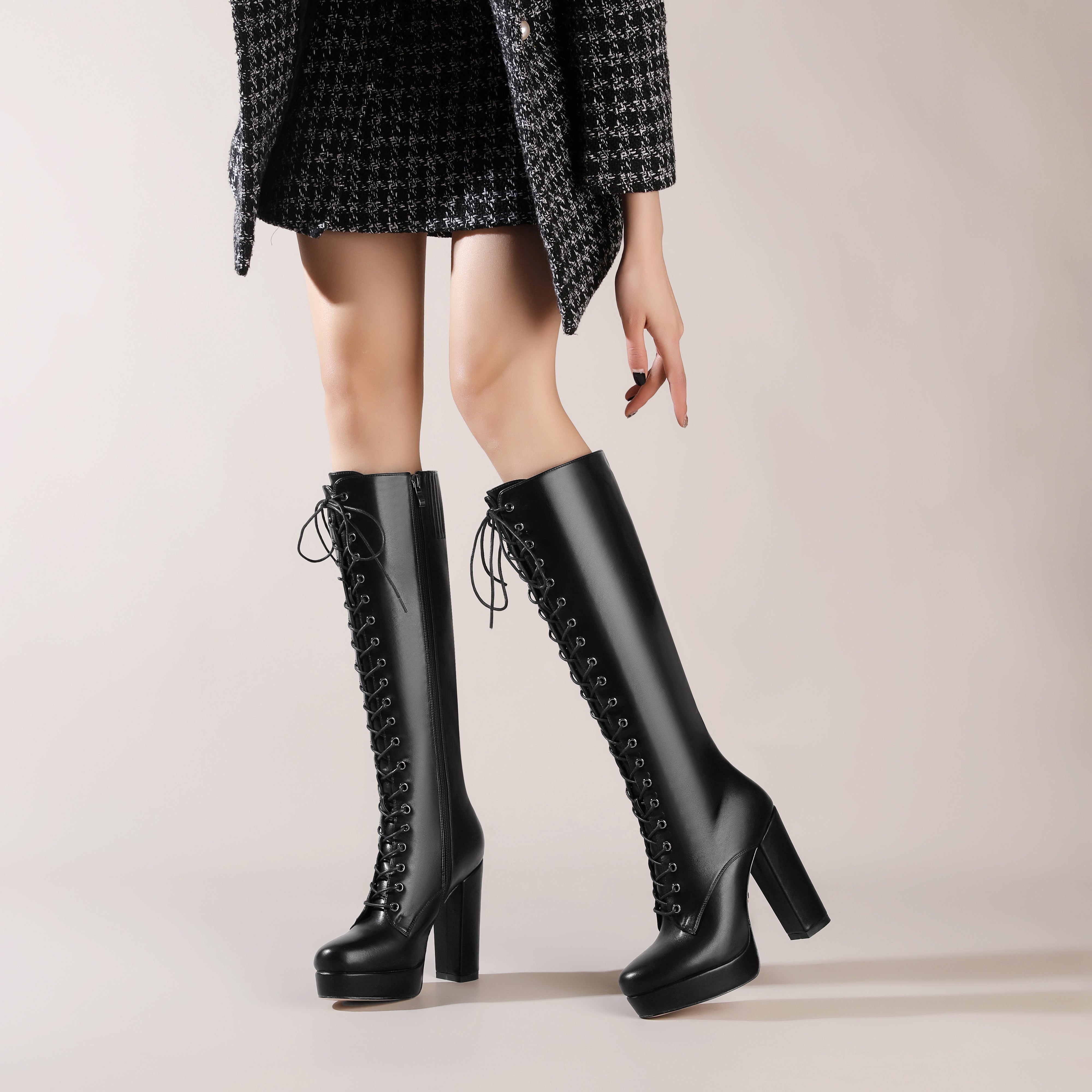 Camille - Rounded Toe knee high boots