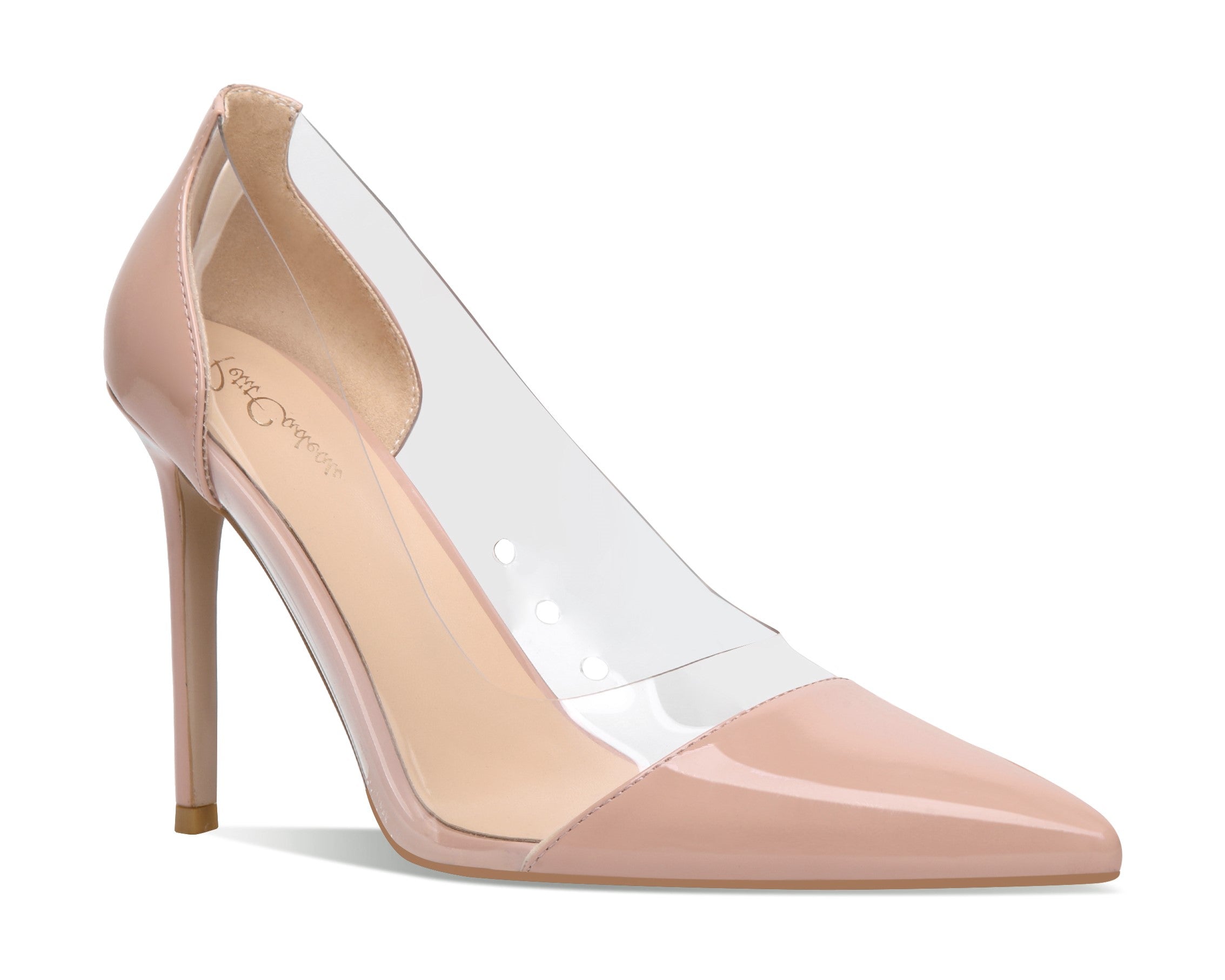 Lenora - Pointed Toe PVC Slip on Pumps with 4" Heels